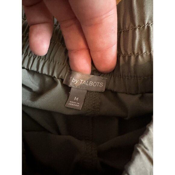 T by Talbots Green Elastic Waist Cropped Ankle Track Pants Size Medium - Picture 2 of 4